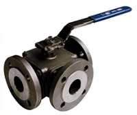Кран шаровой трехходовой Genebre 2541E 12 Ду100 PN40, AISI316 / AISI316 / PTFE + 15% GF, Ф/Ф, полнопроходной, T-тип, ISO 5211, рукоятка-рычаг (2541E12)