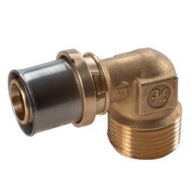 Угольник 90° Мультипресс с наружной резьбой GIACOMINI RM127 для труб GIACOTHERM, GIACOFLEX и многослойных. 1 x(26x3) (RM127Y058)